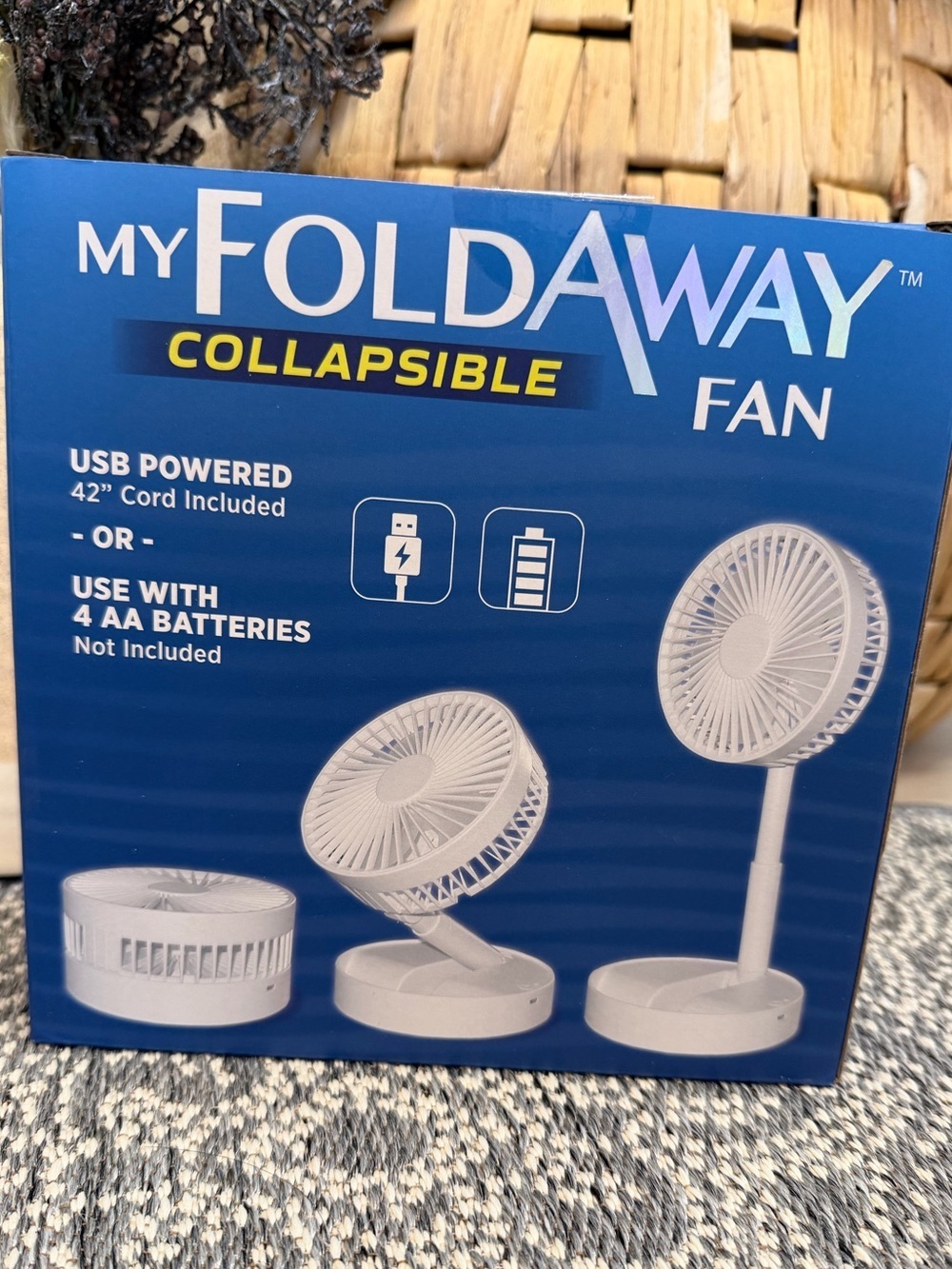Emson My Foldaway Collapsible Fan USB Powered Portable Fan WHITE New in Box